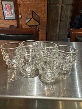 Clear Glass Skull Shot Glasses - Set of 6
